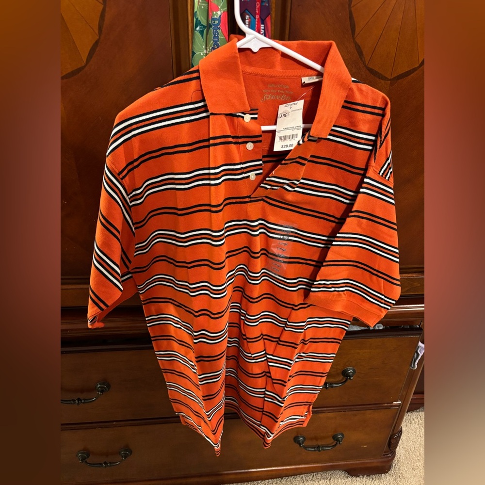 St. John's Bay Orange Striped Polo